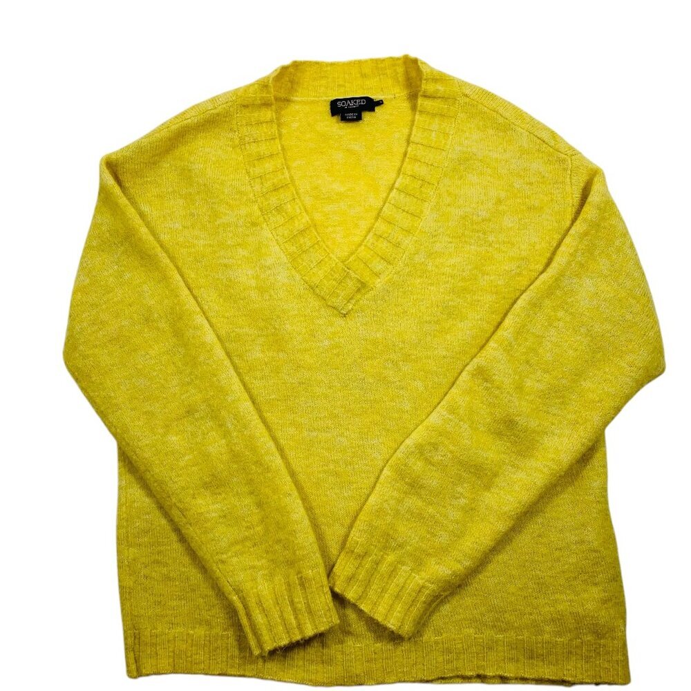 soaked in Luxury womens  v-neck sweater mustard sweater   size medium